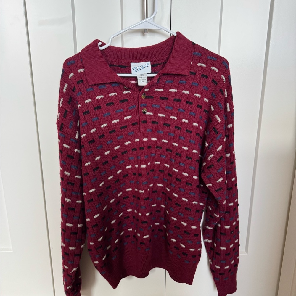 Vintage Burgundy Patterned Sweater